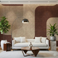 Textured mocha curves anchor this abstract wall mural.