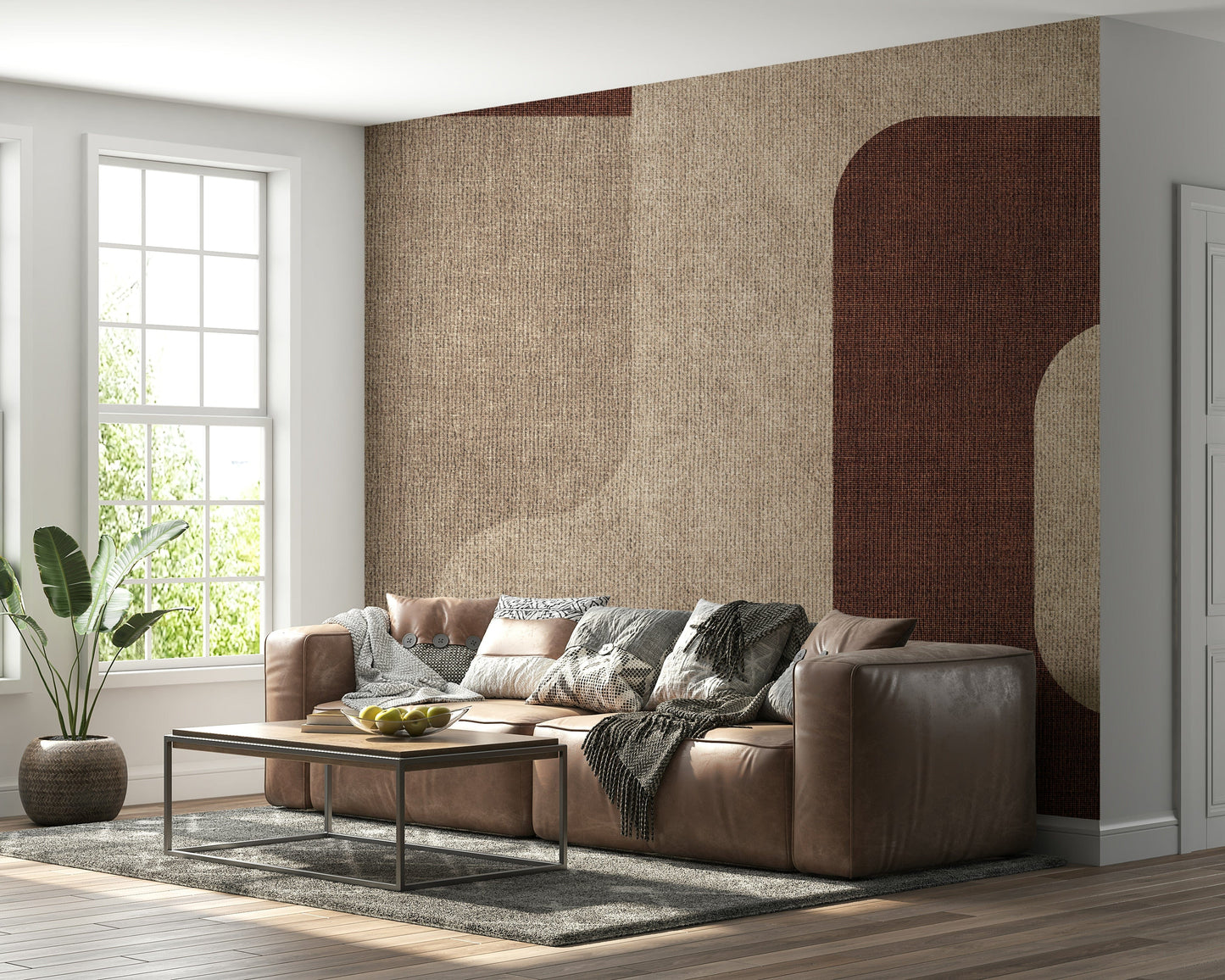 Retro pattern wall covering aesthetic Mocha Curves Design.