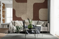 Mocha Curves Design contemporary fabric look wall covering.