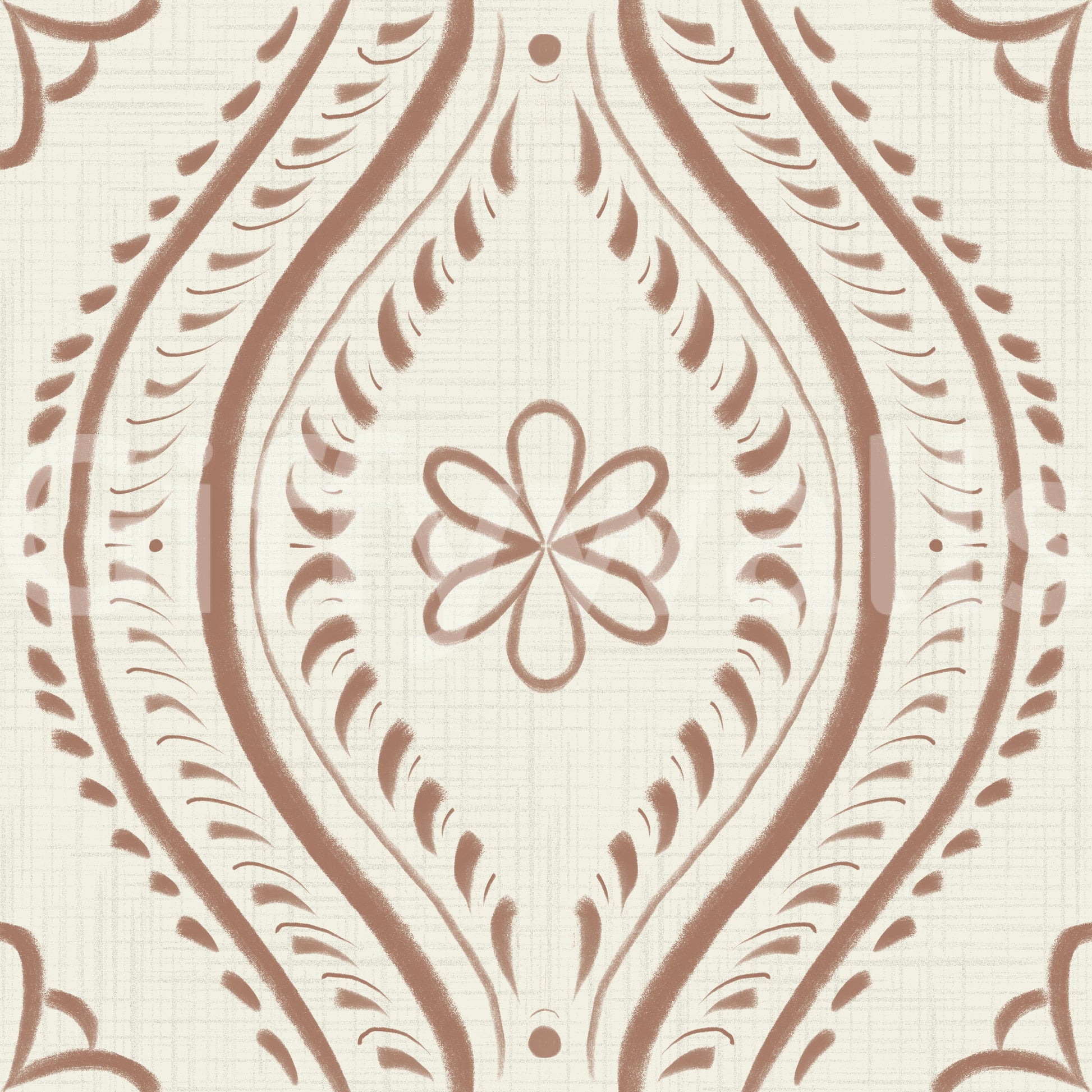 Living room styled with Mocha Mousse wallpaper

