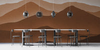 Serene mountain range wall murals in brown
