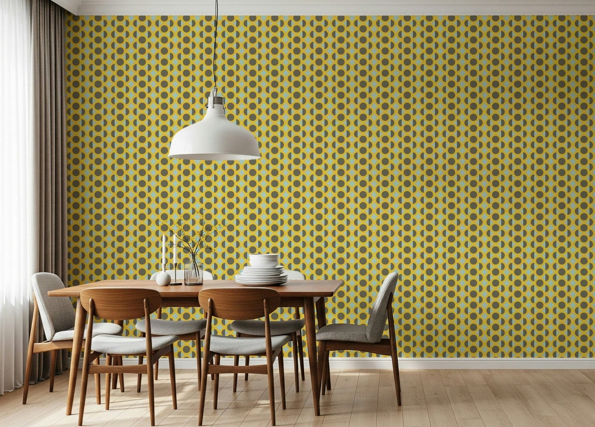 Groovy 70s style Mod Circle Pop wallpaper mural.