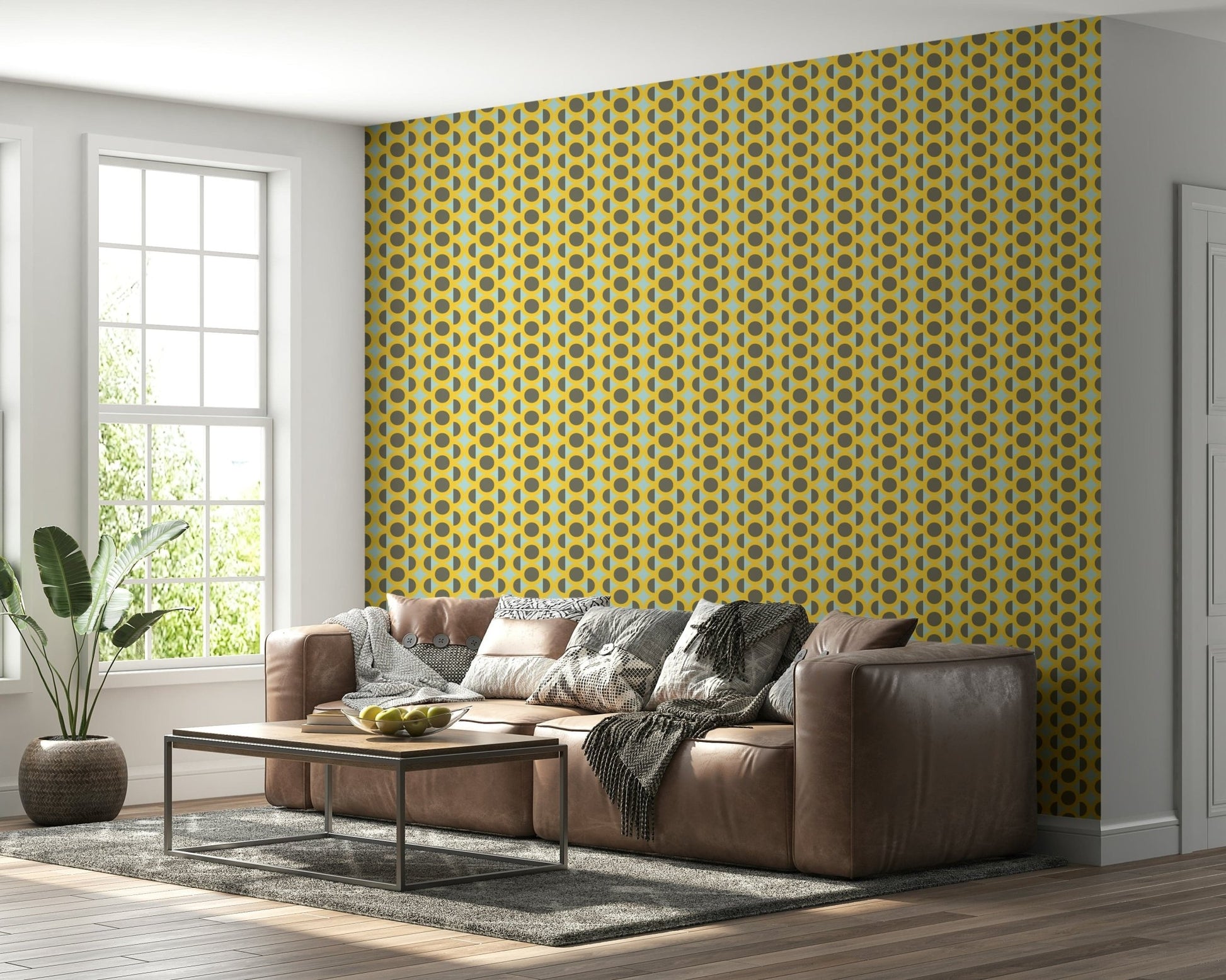 Mod Circle Pop retro geometric wallpaper for walls.
