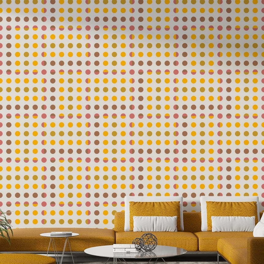 Modern geometric wallpaper with evenly spaced dots for stylish home decor.
