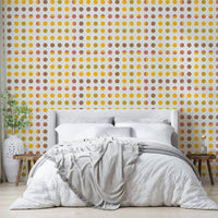 Abstract geometric circle wall decor for a bright and airy apartment.