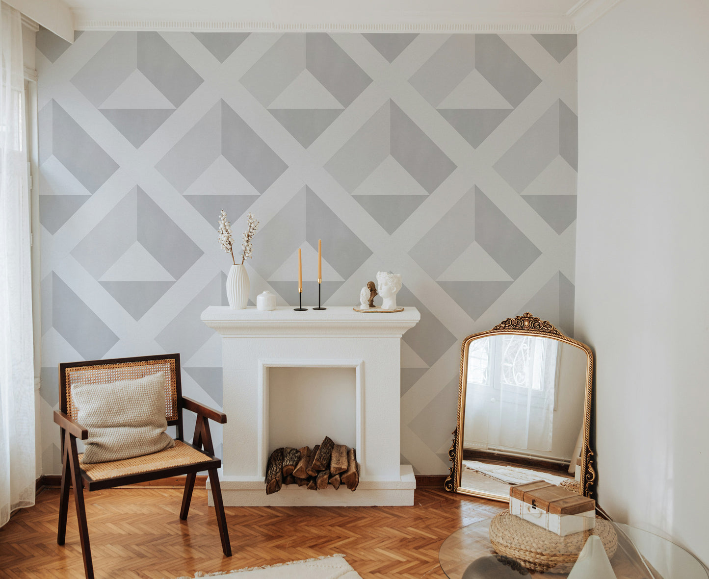 Sophisticated geometric illusion wallpaper for walls
