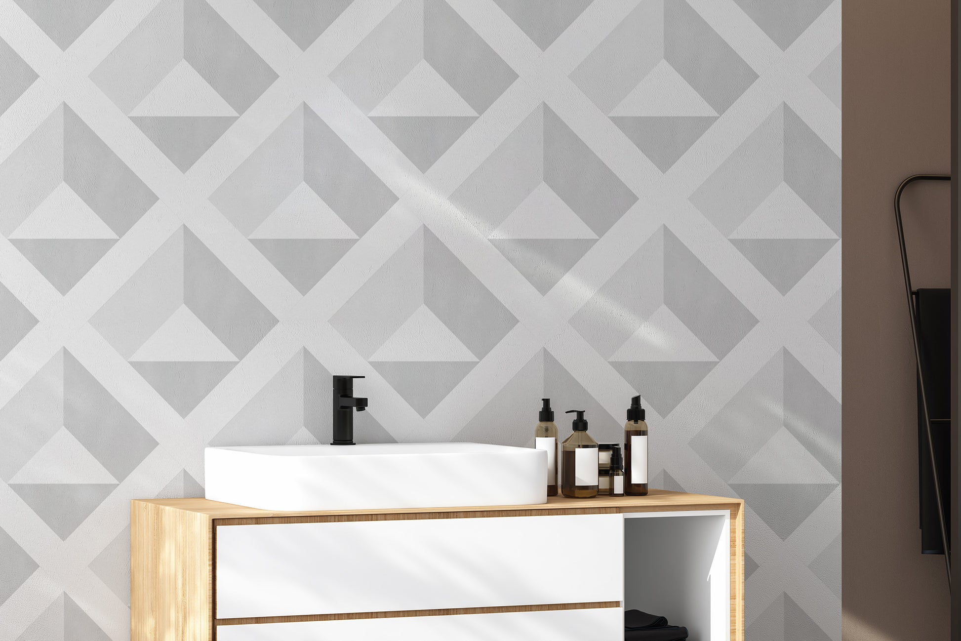 Chic geometric cube design wallpaper for interiors
