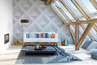 Sleek monochrome geometric illusion wallpaper design
