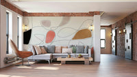 A wall mural featuring a soft, abstract pattern with a flowing, harmonious feel.

