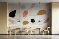 The mural extends across the entire wall, creating a clean backdrop.

