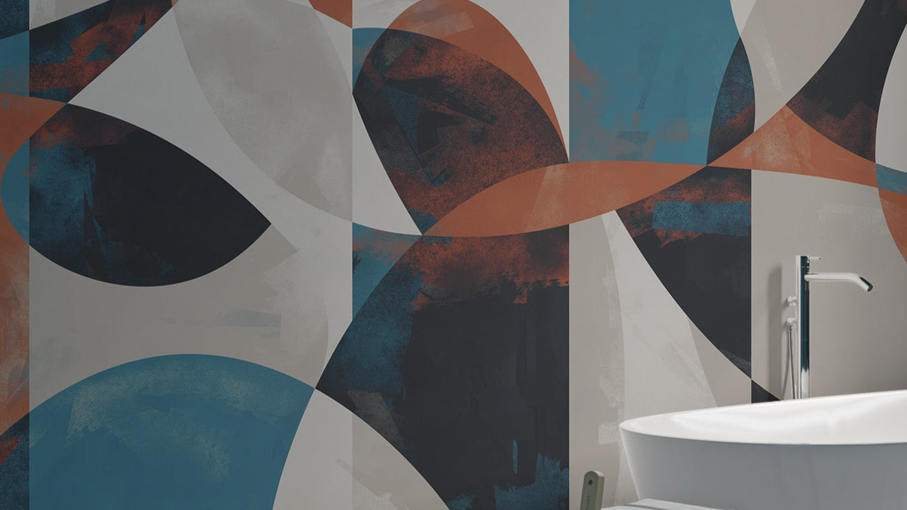Modern abstract geometric wallpaper with bold patterns
