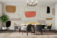 A wall mural featuring a soft, abstract pattern with a flowing, harmonious feel.

