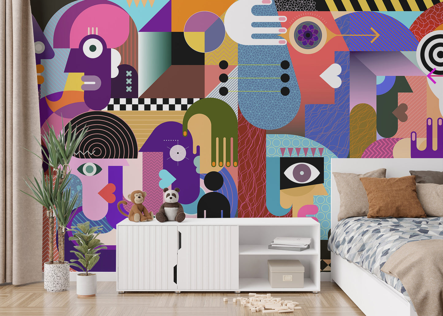 Modern Abstract People Collage Wall Mural - Giffywalls