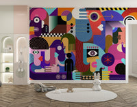 Modern Abstract People Collage Wall Mural - Giffywalls