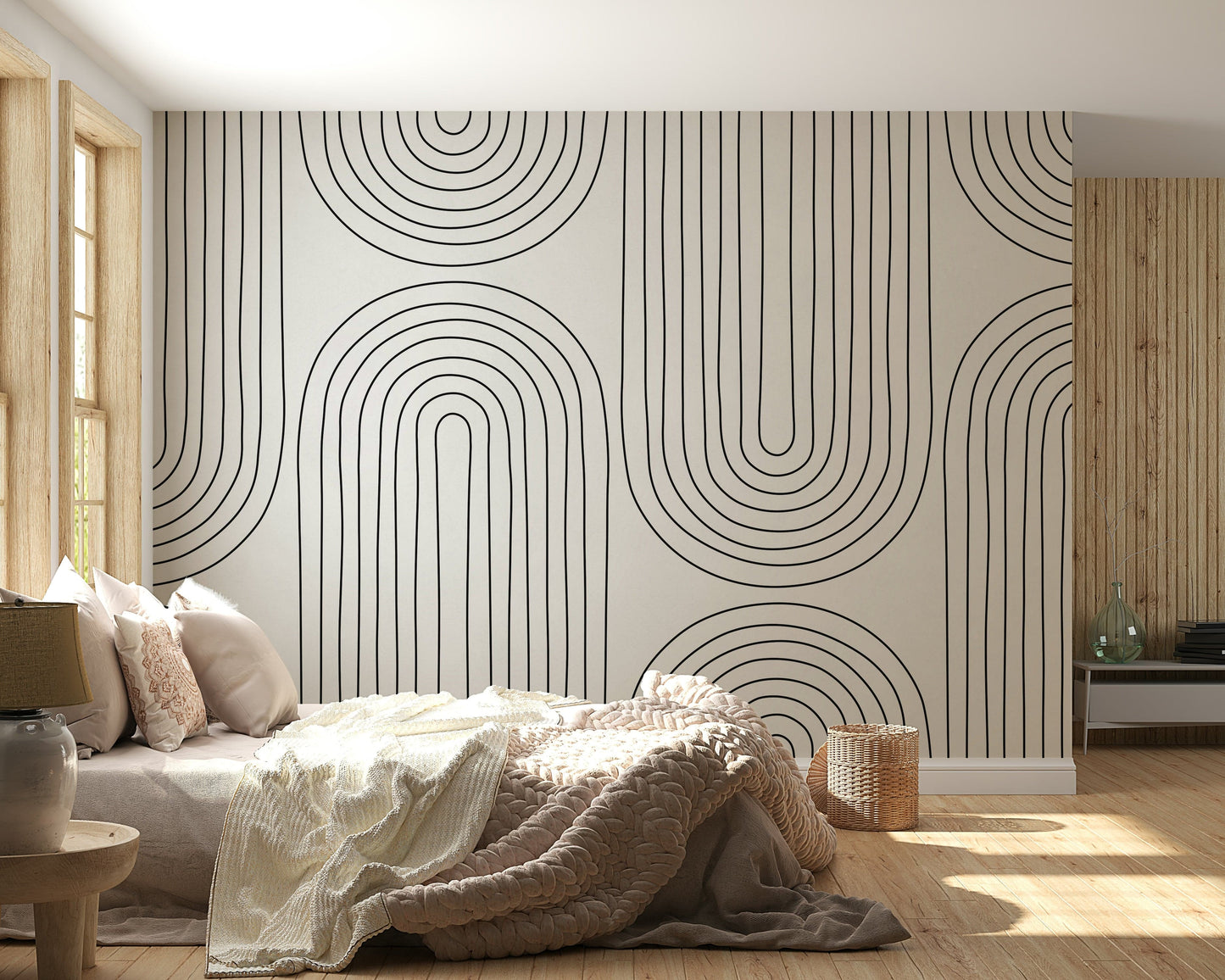 Striking Arched Simplicity mural Bold pattern symmetry. Interior design statement wall.