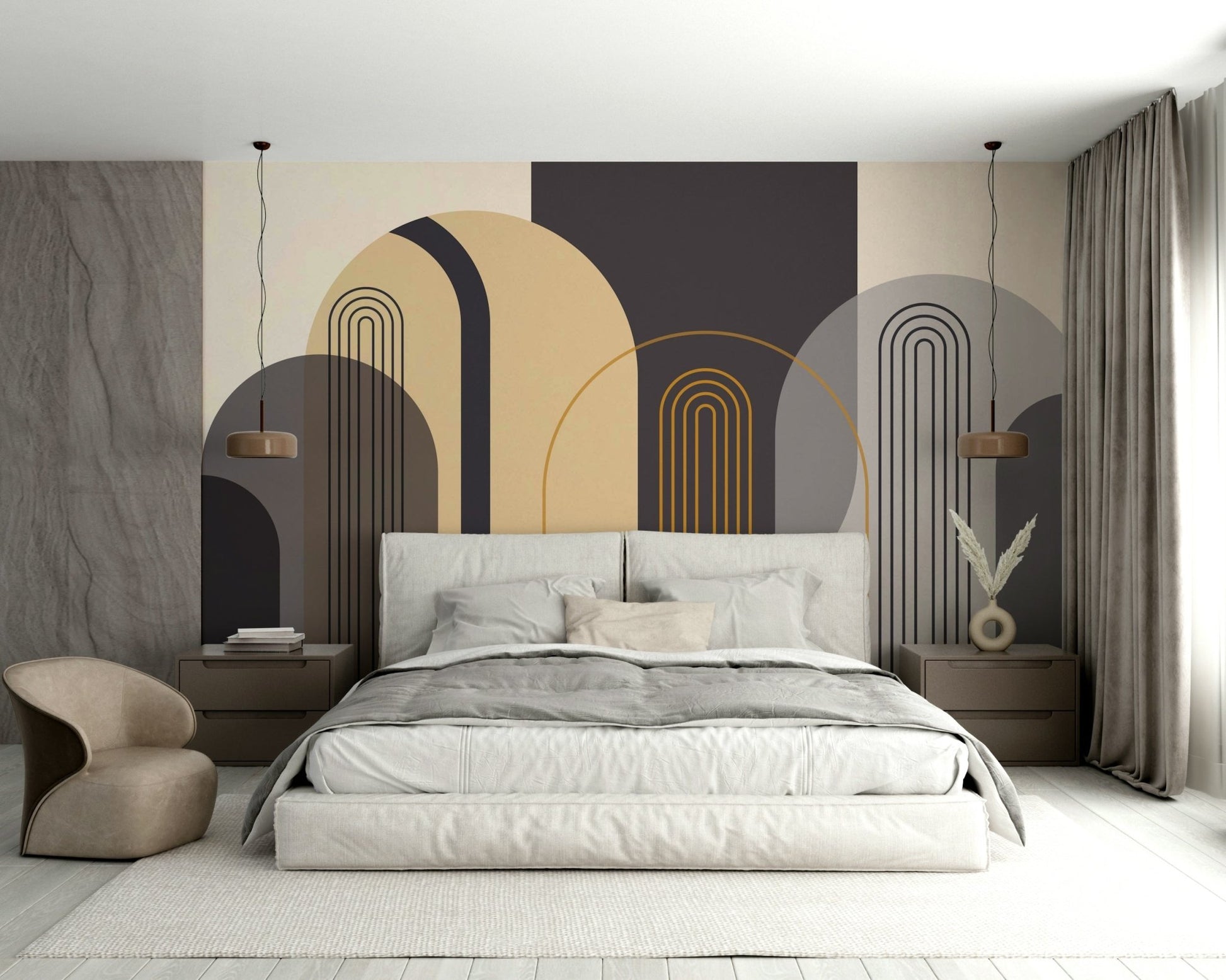 The arched shapes are a central focus of the image.

