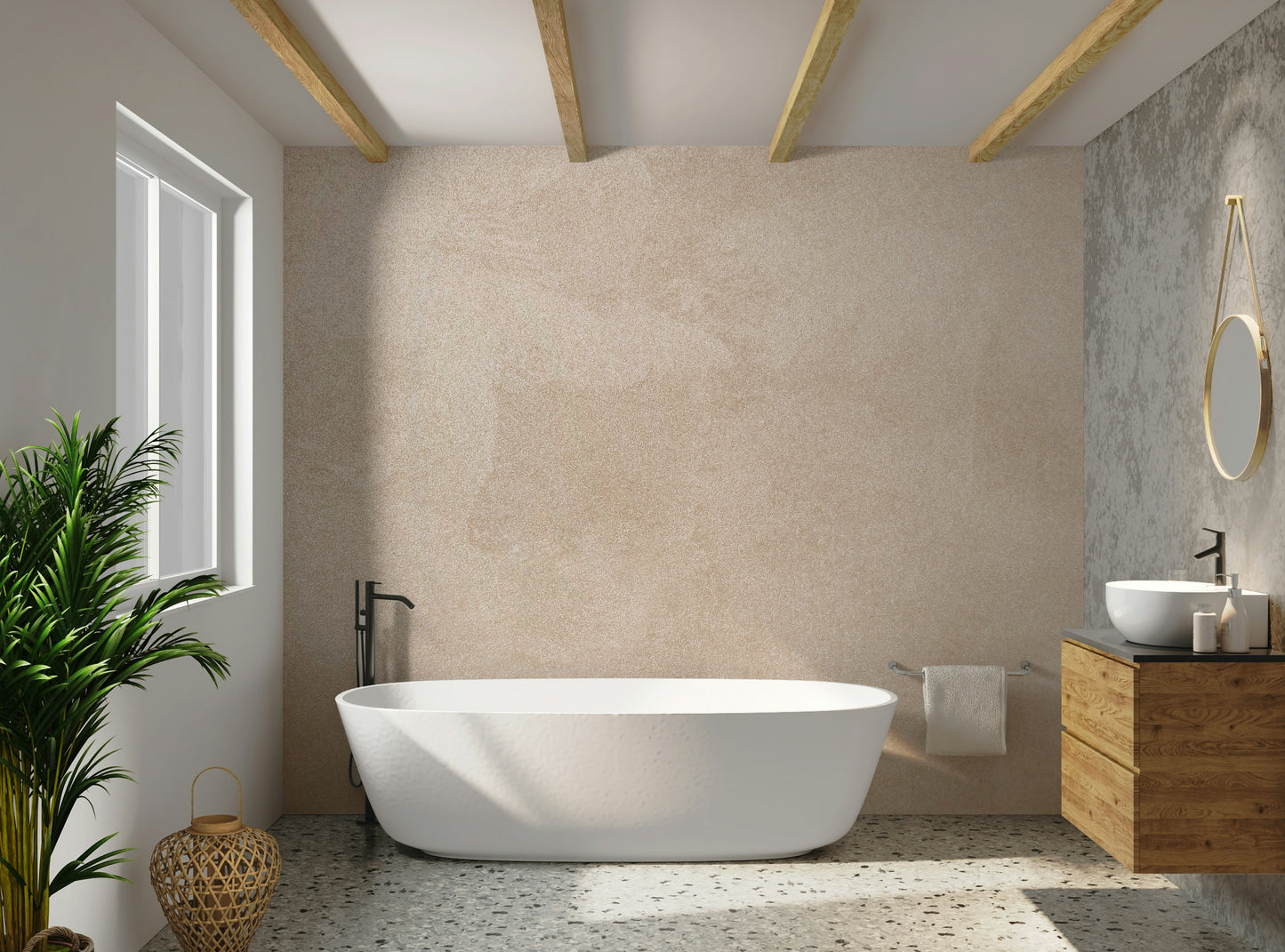 モダンなミニマリストのベージュの壁紙