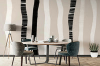 A graceful subtle tree wall mural in cool, natural tones.

