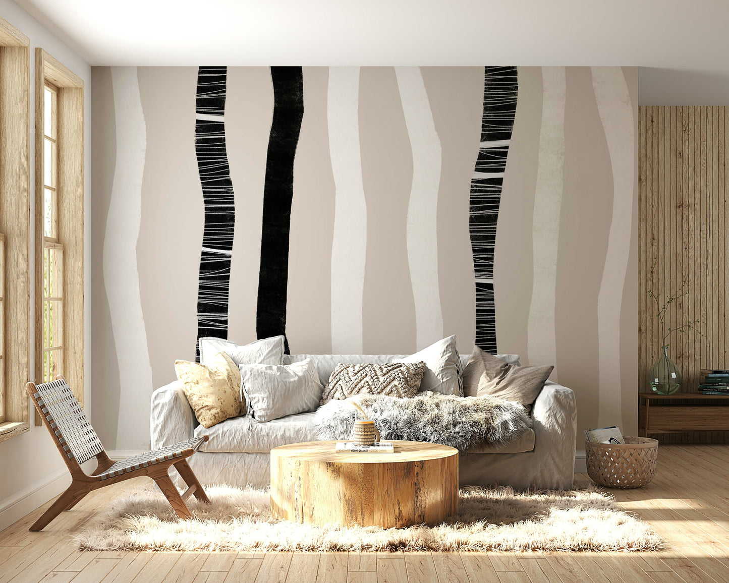 A serene urban forest wall mural for your decor.

