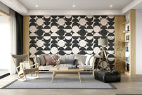 Modern Lunar Echoes 2 geometric wallcovering monochrome style.
