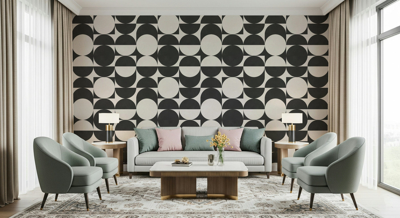 Lunar Echoes 2 wall mural dark celestial pattern home decor.