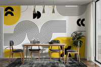 Retro Wall Mural with Modern Bold Patterns

