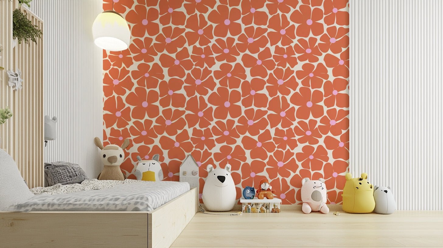 Soft coral blossoms wallpaper with modern touch

