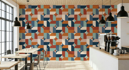 Modern curves wallpaper in retro tones