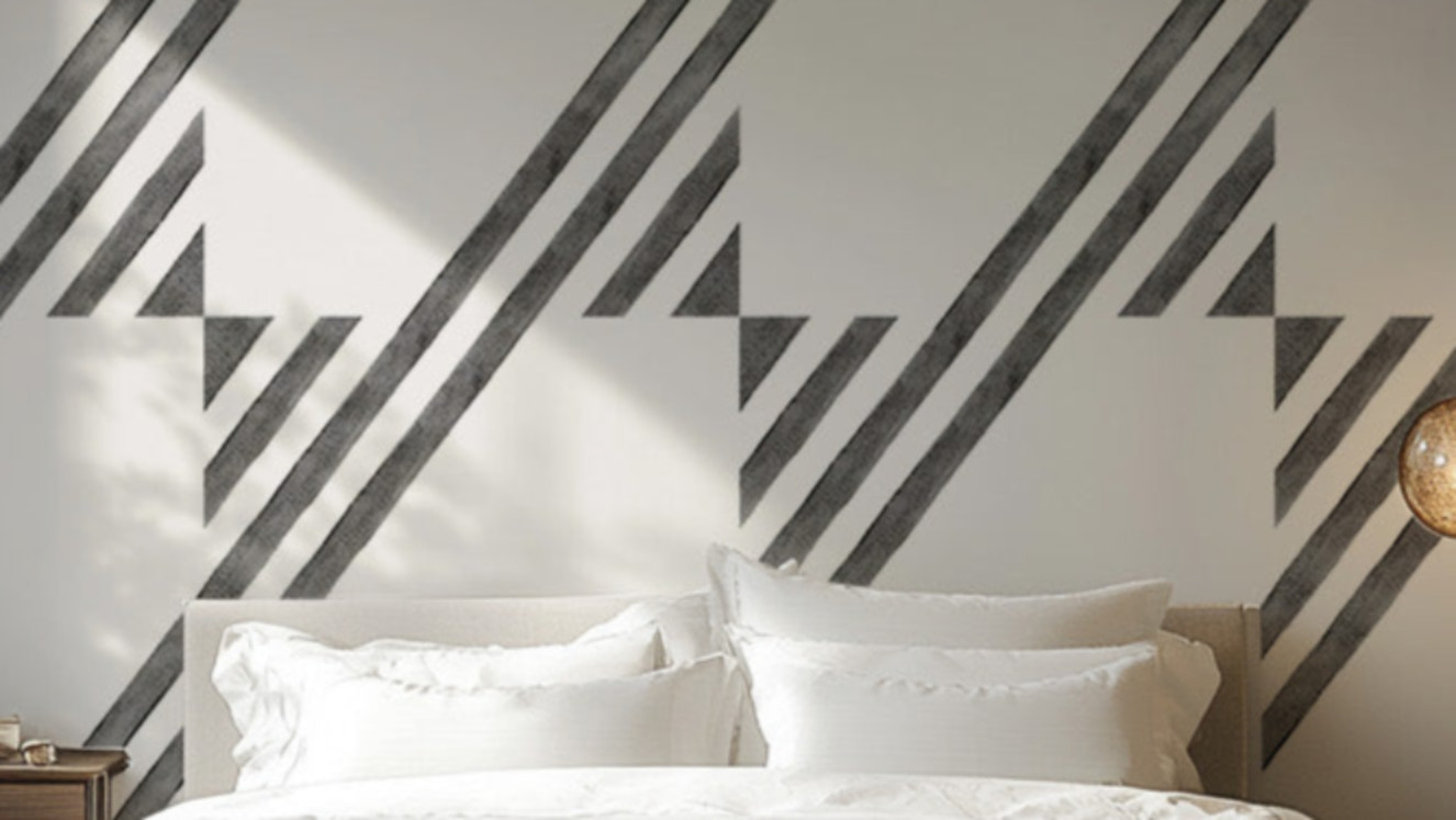 Modern geometric black and white wallpaper design
