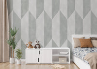 Chic gray geometric wallpaper for living room walls
