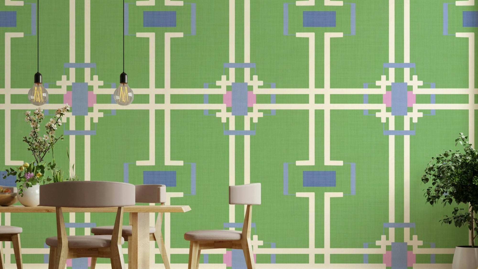 Crisp, contemporary lattice pattern.

