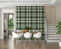 Modern Green Plaid wallpaper for a chic, nature-inspired interior look.