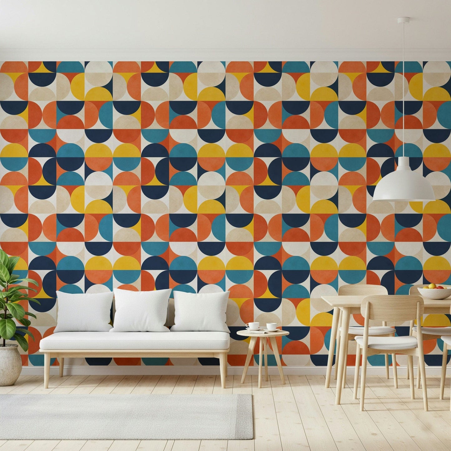 Color block geometric wallpaper in warm palette