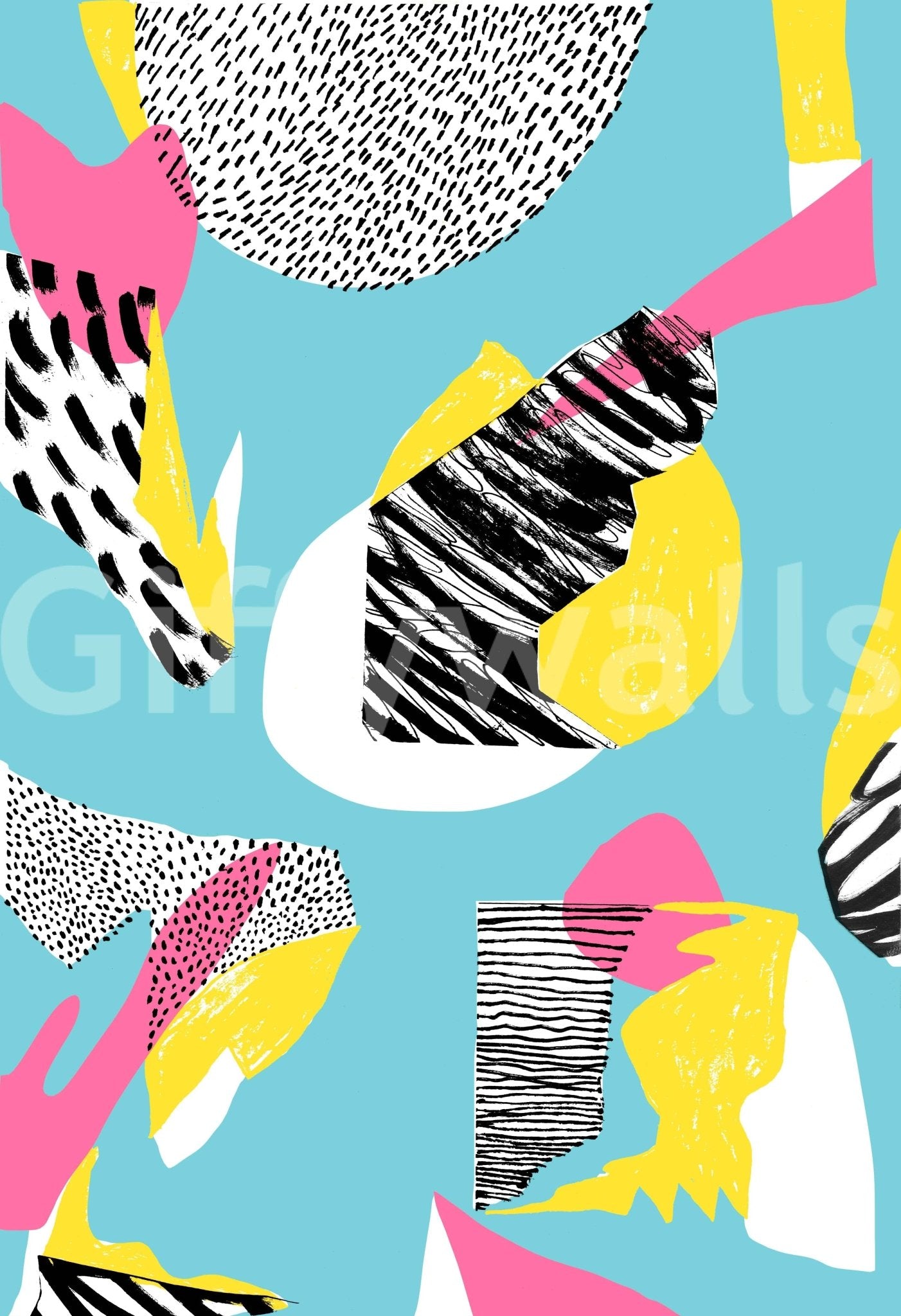 Colorful Modern Living Wall Mural – Multicolor wallpaper featuring abstract patterns for a contemporary living space.