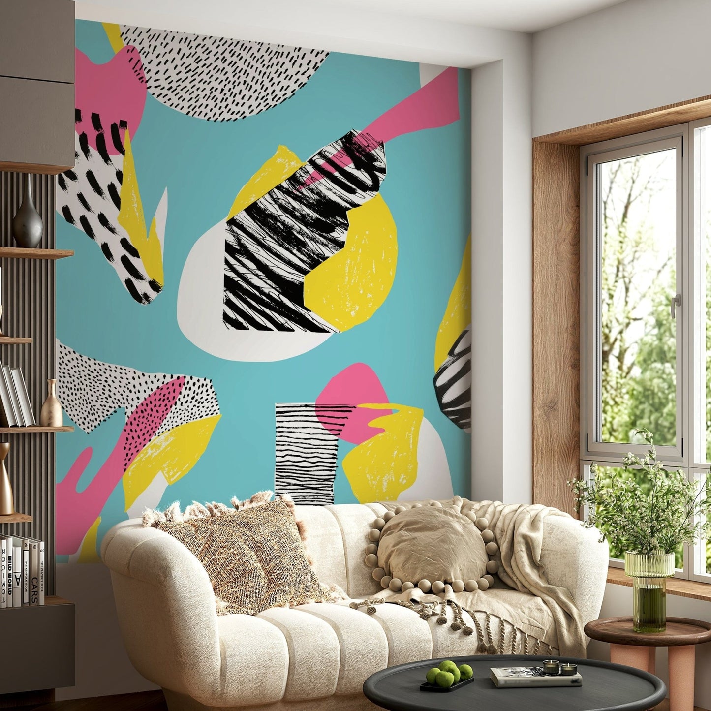 Multicolor Abstract Modern Living Wallpaper Mural – Dynamic wall mural with a modern living aesthetic in vibrant hues.