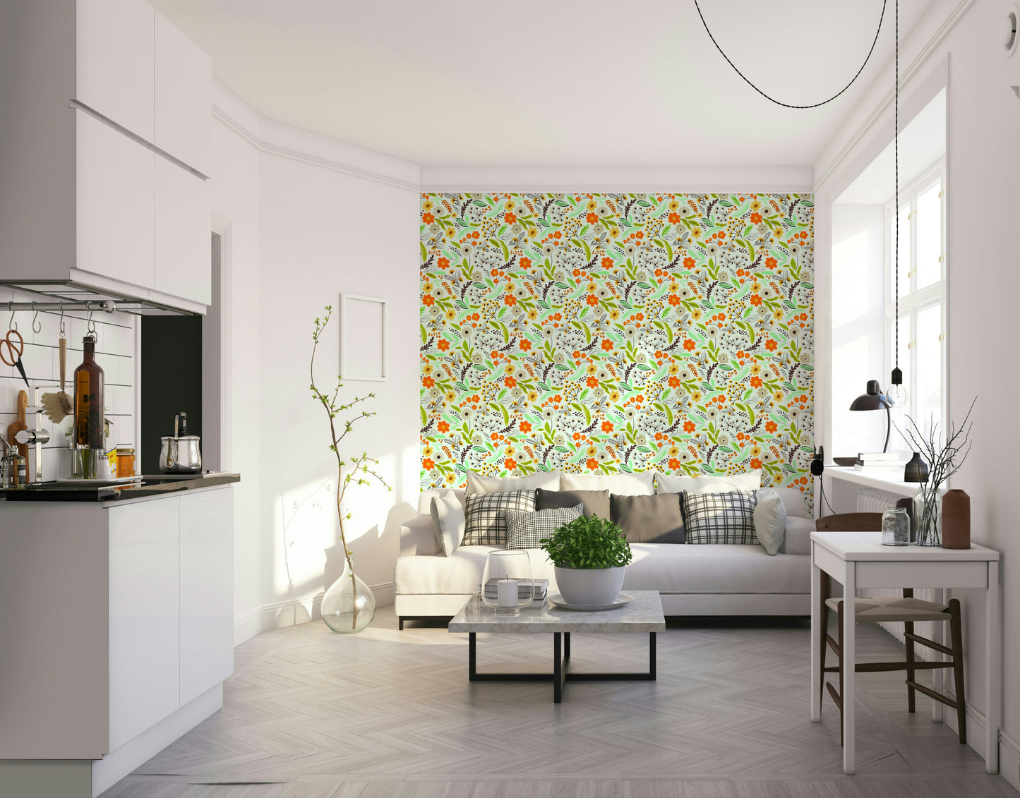 Modern Meadow Bloom wallpaper with fresh floral patterns

