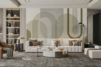 Artistic mid-century abstraction mural for modern interiors

