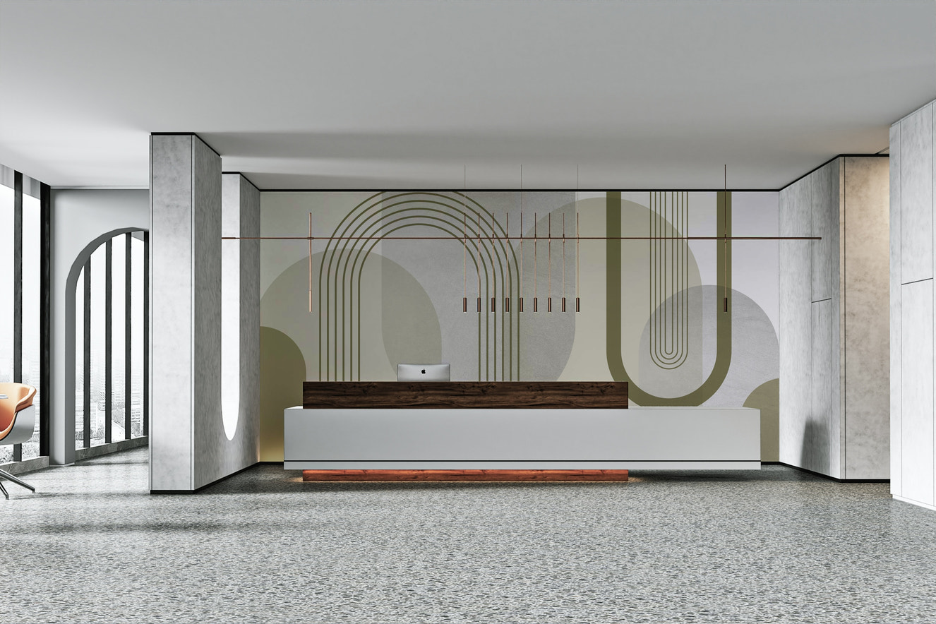 Modern mid-century abstraction wall mural for contemporary spaces

