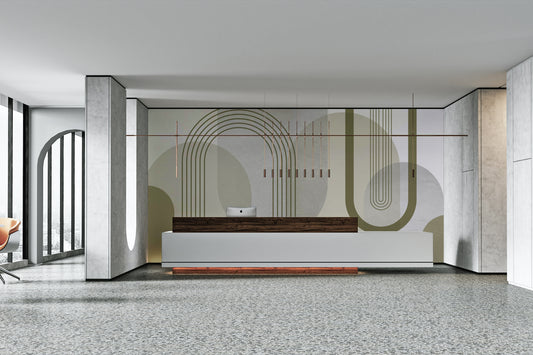 Modern mid-century abstraction wall mural for contemporary spaces

