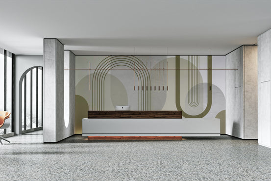 Modern mid-century abstraction wall mural for contemporary spaces

