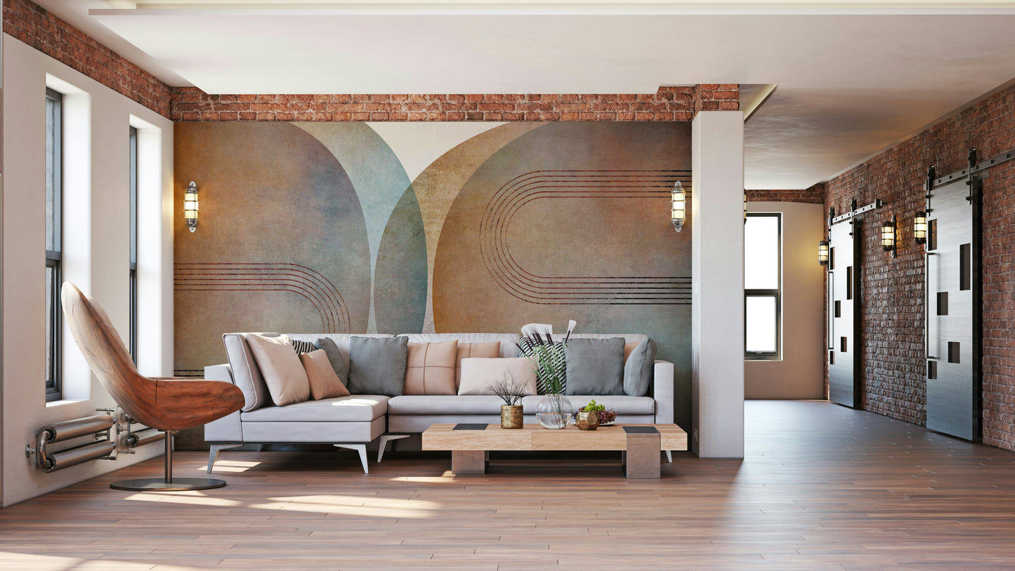 Geometric curves wallpaper for bold interiors

