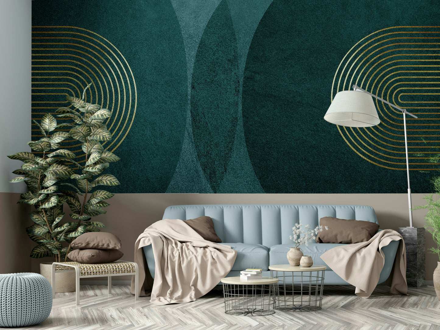 Modern Mid Century in Teal Wall Mural