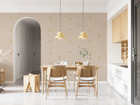 Modern Minimal Broken Lines Mustard Cream Wallpaper⁠