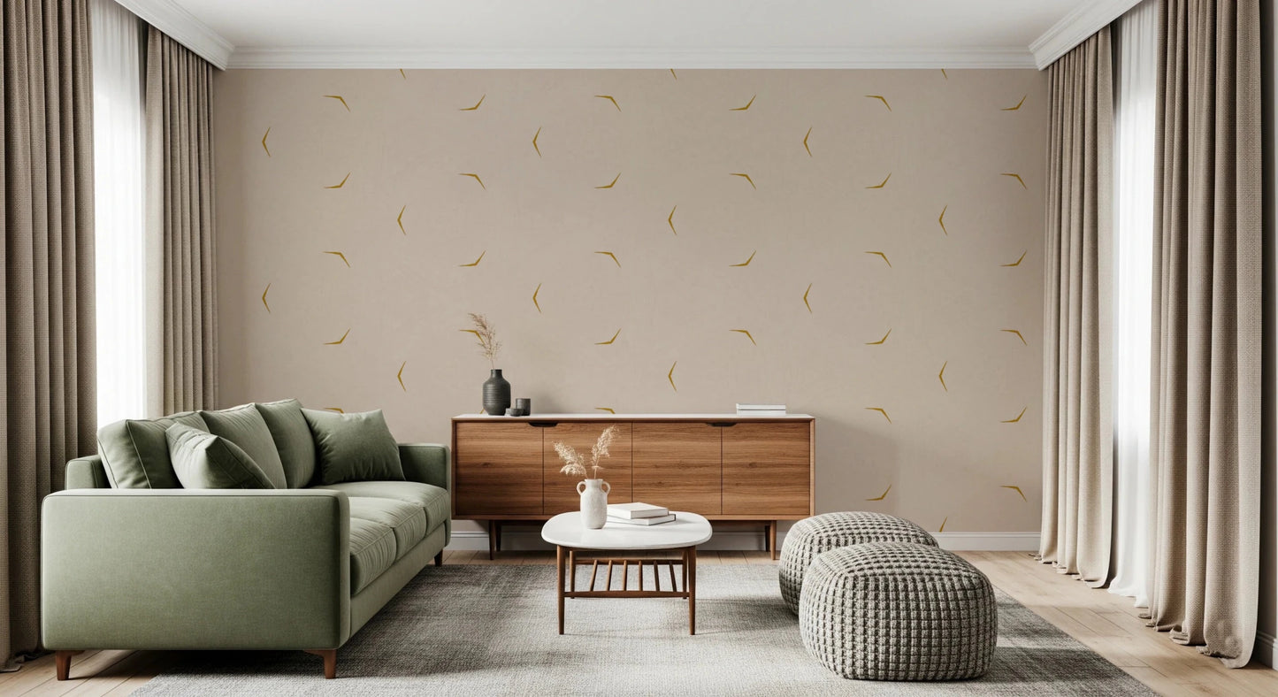 Modern Minimal Broken Lines Mustard Cream Wallpaper⁠
