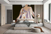 Graphic art inspired woman wall mural design