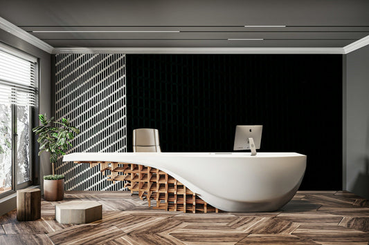 A calming serene design wallpaper mural that defines a space.

