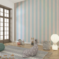 Contemporary vertical stripes in beige and baby blue

