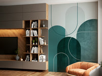 Contemporary teal arches mural for creative spaces

