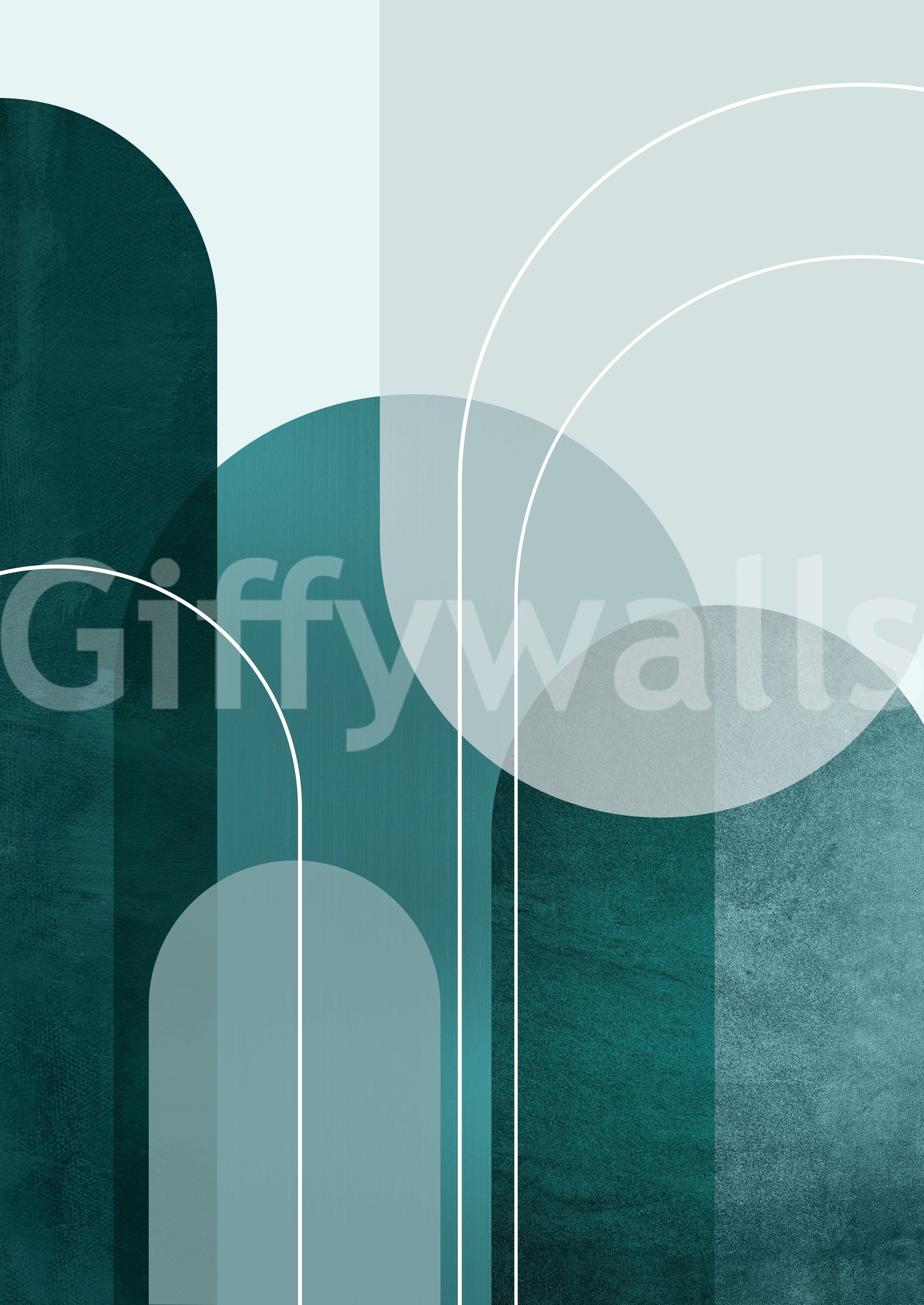 Contemporary teal arch mural for chic and bold spaces

