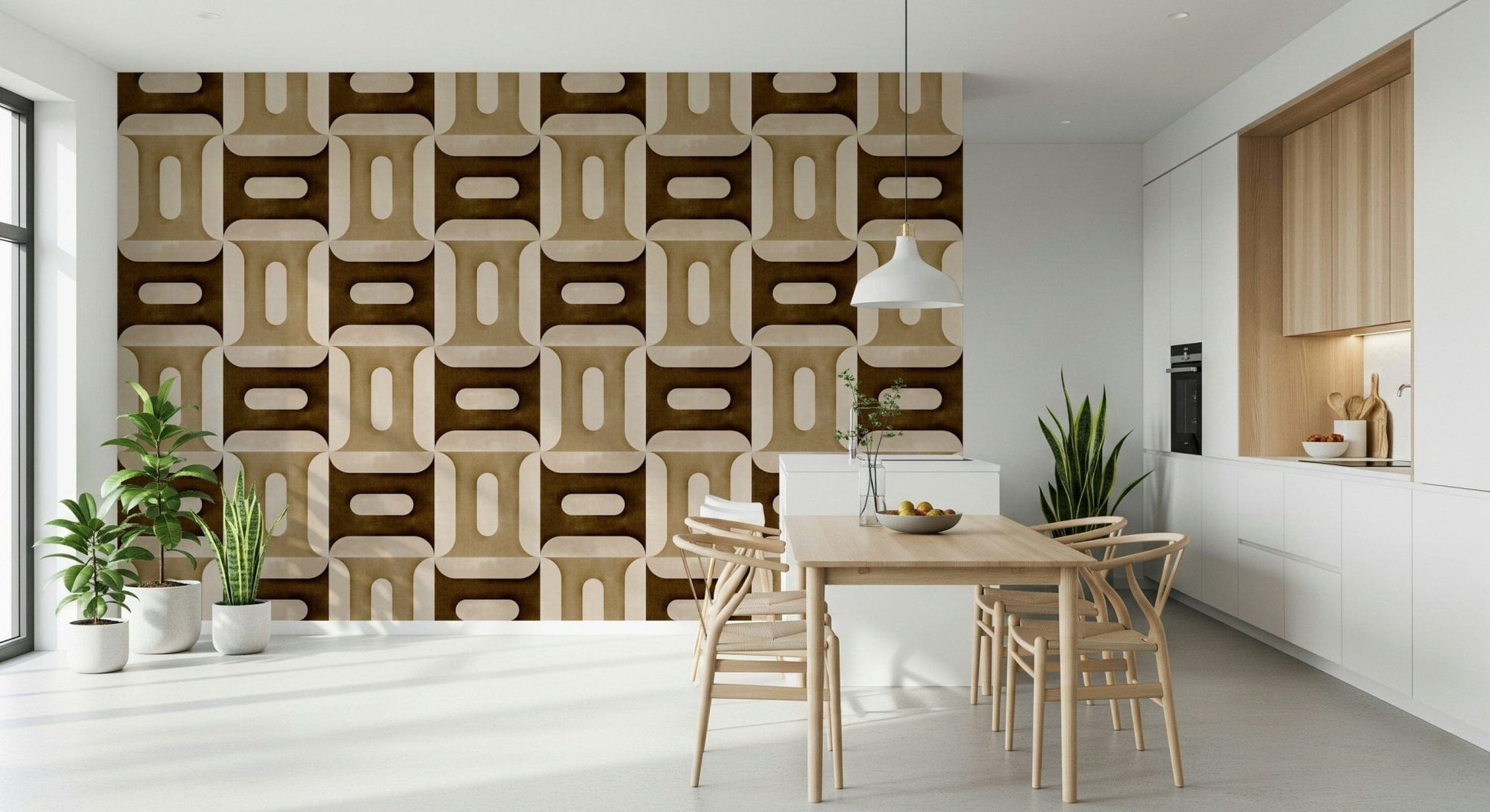 Modern Textured Geometries Earthy Wallpaper⁠